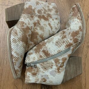 Brown cow print boots